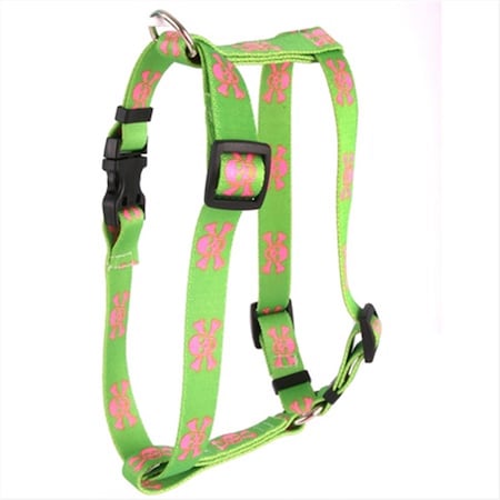 Green And Pink Skulls Roman Harness - Extra Small